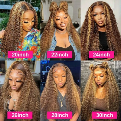 Highlight Wig Human Hair 360 Full Lace Wig 13X6 Hd Lace Frontal Wig Bob Curly Deep Wave Wig 427 Honey Blonde Colored 250 Density