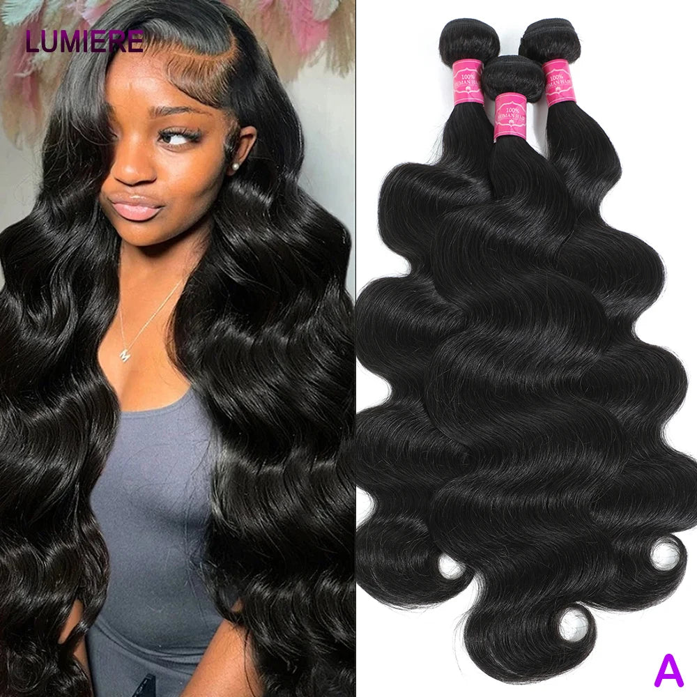 Body Wave100% Raw Virgin Human Hair Bundles Deal Brazilian Hair Weave Bundles 1/3/4 PCS Hair Weave Extensions 8-30" Double Weft