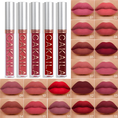 Dark Red Matte Lip Gloss 18 Color Velvet Lip Glaze LongLasting Waterproof Liquid Lipstick Natural Makeup Sexy for Women Lip Tint