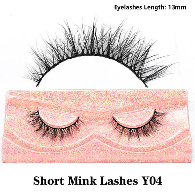 FOXESJI Real Mink Fluffy Short Eye Lashes Extension Wispy Soft Natural Short False Eyelashes Daily Wear Full Strip Lashes Makeup