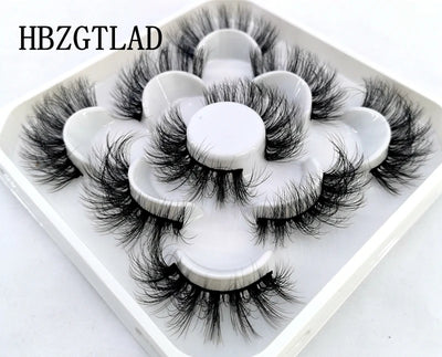 HBZGTLAD New 5 Pairs 25mm 3d Mink Lashes Faux Mink Lash Wispy Thick Natural Full Strip Lashes