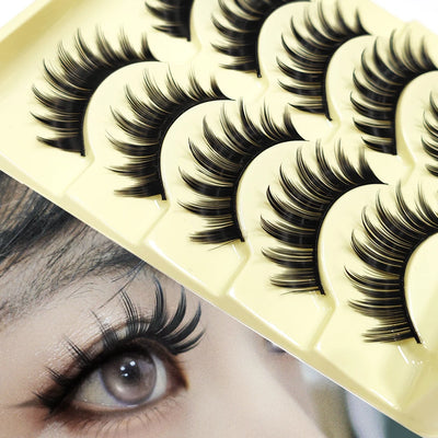 5 Paris Cat Eye False Eyelashes Long Thick Cosplay Fake Eye Lashes Extension Smokey Natural Makeup Handmade Reusable