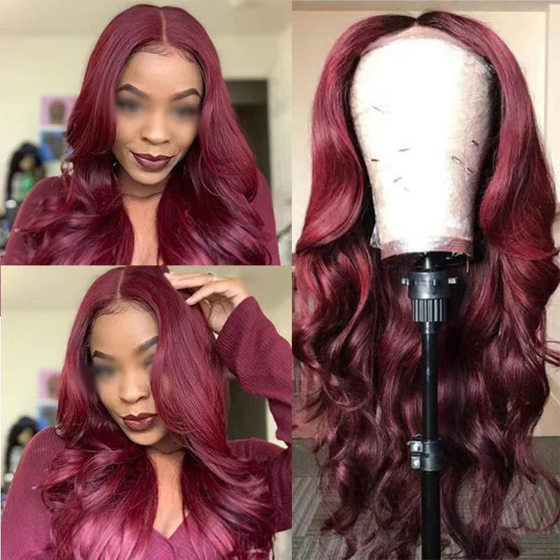 Wine Red Long Wavy Wig - JoySky Hair