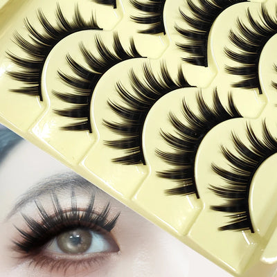 5 Paris Cat Eye False Eyelashes Long Thick Cosplay Fake Eye Lashes Extension Smokey Natural Makeup Handmade Reusable
