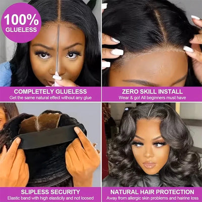 16Inch Wear And Go Glueless Bob Wig Human Hair Short Body Wave Lace Front Wigs Pre Cut Brazilian Hair 4x4 5X5 HD Lace Closure Wig For Women Short Bob Glueless Body wave Human Hair Wig  220% Density Pre-Plucked No Lace Front C