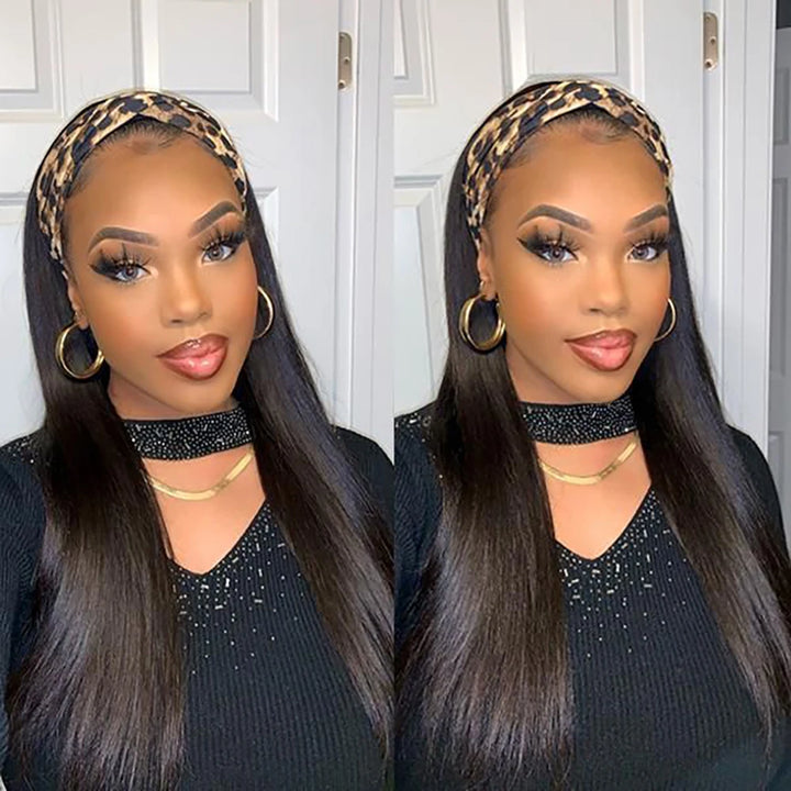 Bone Straight Human Hair Headband Wig