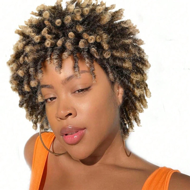 Short Afro Faux Locs Braided Wig