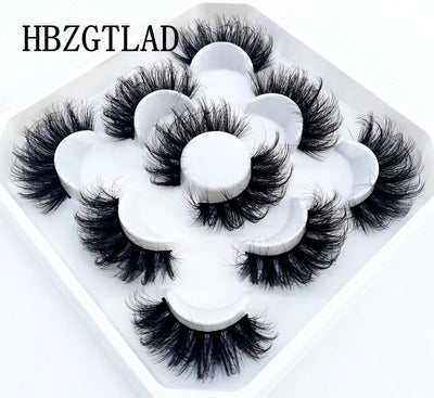HBZGTLAD New 5 Pairs 25mm 3d Mink Lashes Faux Mink Lash Wispy Thick Natural Full Strip Lashes