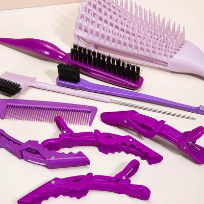 Detangling Brush 10 Pieces Hair Brush Set For Afro Curly Coily Long Hair Knots Detangler Easy To Clean Hair Care Styling Tools