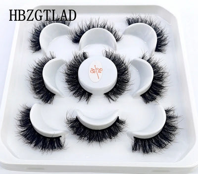 HBZGTLAD New 5 Pairs 25mm 3d Mink Lashes Faux Mink Lash Wispy Thick Natural Full Strip Lashes