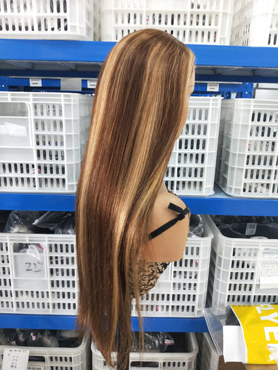 Highlight Wig Human Hair Omber Blonde Colored Preplucked 200 Density 13x6 HD Straight Lace Frontal Wigs For Women 30 34 inch