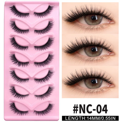VELTRINAY Cat Eye False Eyelashes Natural Voume Fake Eyelash Faux Mink Eye Lashes Clear Eyelash Band Fake Lashes Makeup