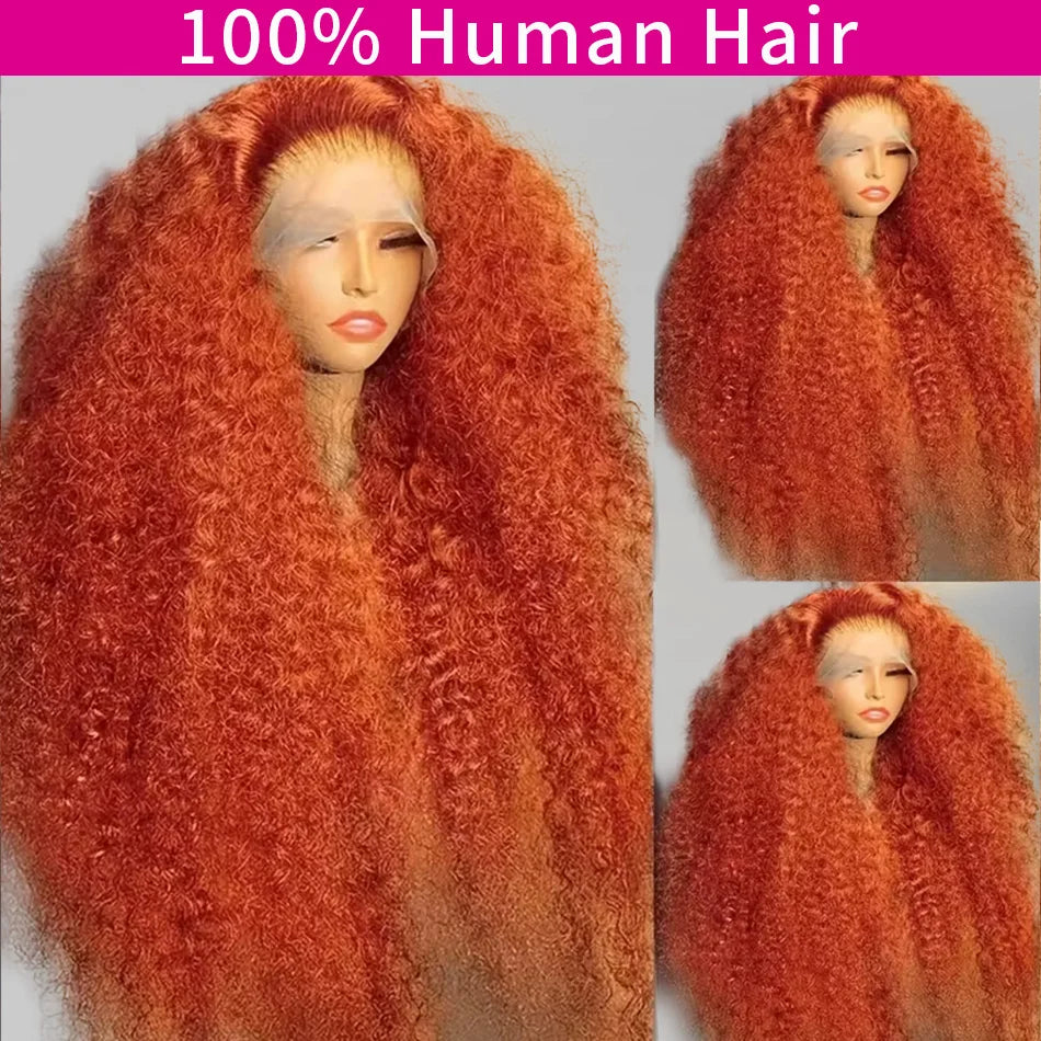 30 36 Inch Ginger Hd Lace Wig 13X6 Human Hair Deep Wave Frontal Wig Curly Lace Front Wig Colored Brazilian 250 Density For Women