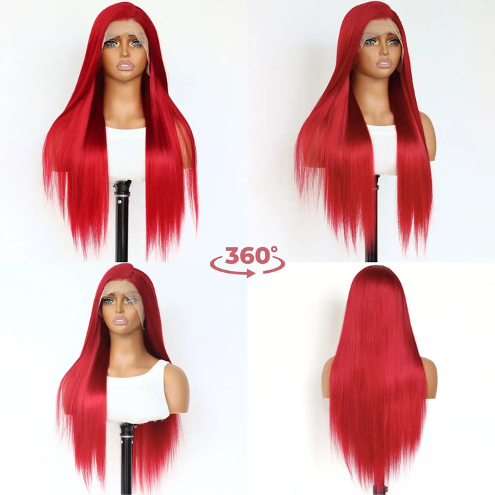 Burgundy Red Straight Lace Front Wig - JoySky Hair