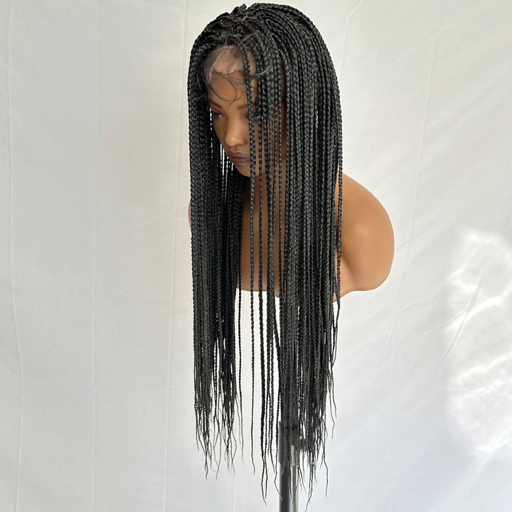 30-Inch Black Braided Full Lace Wig