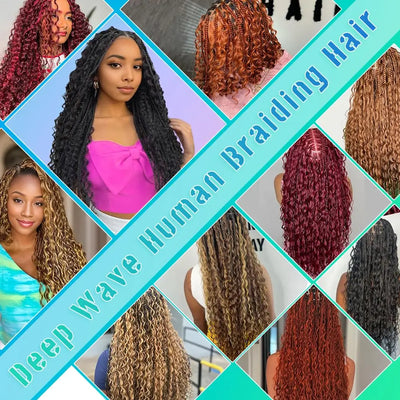 Grey Deep Wave Bulk Human Hair Braiding Blonde Ginger Curly Brazilian Hair for Human Hair Extensions for Micro Braiding No Weft
