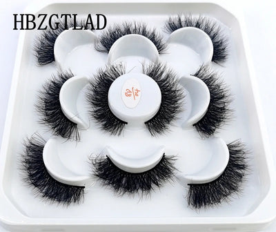 HBZGTLAD New 5 Pairs 25mm 3d Mink Lashes Faux Mink Lash Wispy Thick Natural Full Strip Lashes