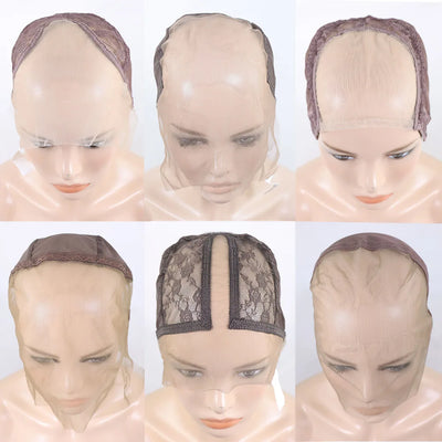 Lace Front Wig Cap For Making Wigs 13x4 13x6 Light Brown Full Lace Wig Cap Glueless Lace Net Cap Accessories 360 U Part Wig Cap