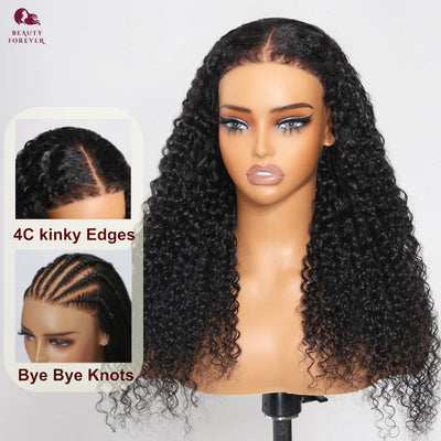 7X5 Bye Bye Knots Curly Glueless Human Hair Wig without Glue Transparent HD Lace Front Brazilian Human Hair Wig