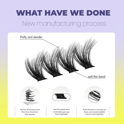 GROINNEYA Lashes Clusters Cat Eyelashes Wispy Individual Lashes Extensions Volume Fluffy Clusters Lashes DIY Eyelashes Makeup