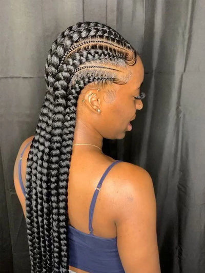 Synthetic Full Lace Wig Cornrow Double Dutch Braided Wigs With Baby Hair Box Braided Lace Wig Faux Locs Goddess Jumbo Braid Wig