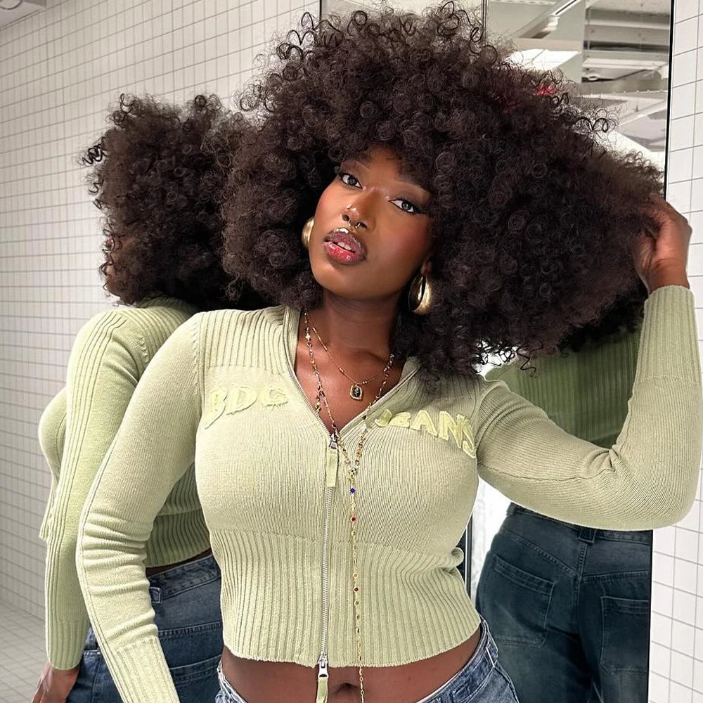Short Afro Kinky Curly Wig with Bangs - JoySky Hair