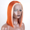 Lekker Orange Ginger Short Straight Bob 13x1 Lace Front 100% Human Hair Wigs For Women Brazilian Remy Hair Highlight 613 Wigs