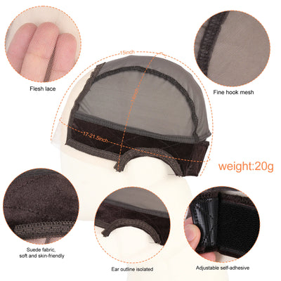 Lace Wig Cap With Grip Band For Keeping Wigs On Place Transparent Lace For Front Wigs Non Slip U Part Wig Cap For Making Wigs