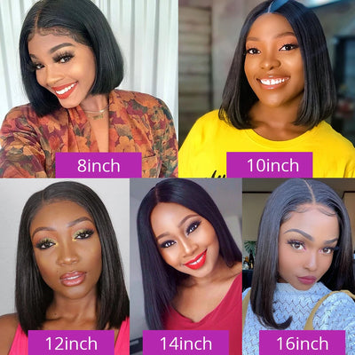 No Glue Brazilian HD Transparent 13x4 Bone Straight Short Bob Glueless Human Hair Wigs 13x6 Straight Lace Front Wigs For Women