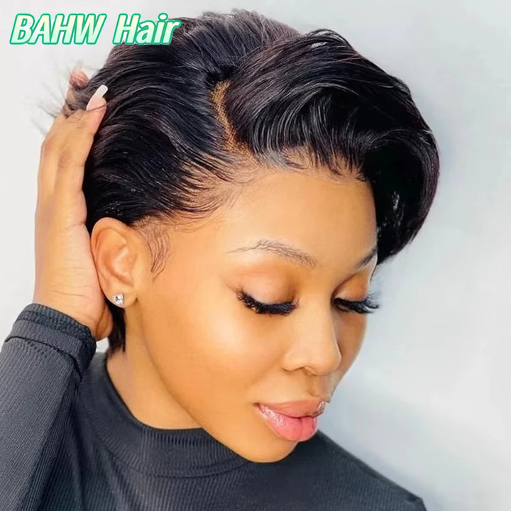 Side Part Pixie Cut Lace Front Human Hair Wig - JoySky Hair