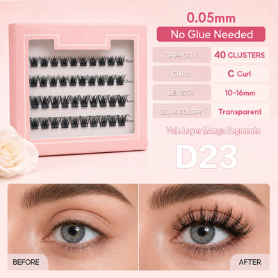 Cluster Lashes Light Weight Self Adhesive Eyelashes Pre Glued Press on Lashes Waterproof Handmade