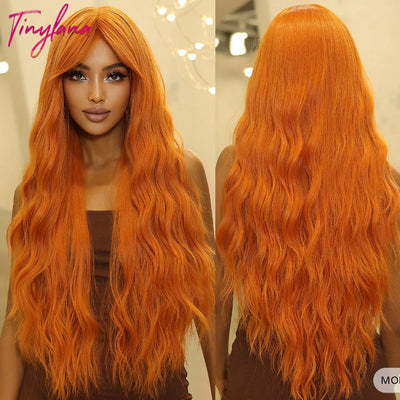 Long Curly Wine Burgundy Red Synthetic Wigs with Long Bangs for Women Afro Deep Wave Cosplay Party Natural Hair Heat Reisitant