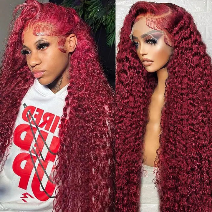 30-Inch Burgundy Body Wave Front Human Hair Wig