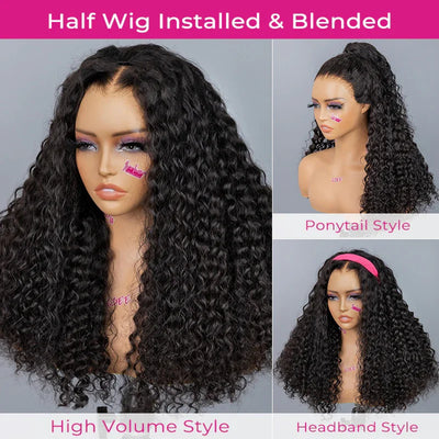 Burmese Curly Human Hair Wigs For Women Brazilian 4C Afro Kinky Culry 3 IN 1 Half Wig 100% Human Hair Wigs On Sale 300% Density