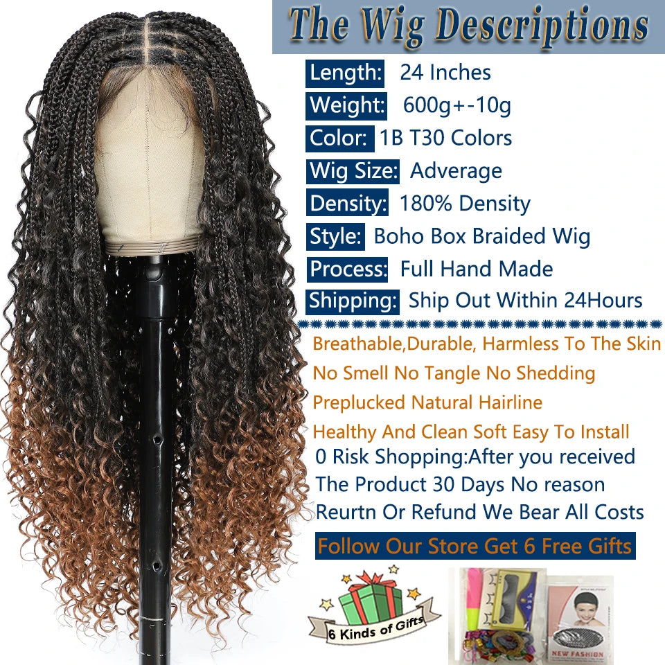 24-Inch Goddess Box Braid Lace Wig - JoySky Hair