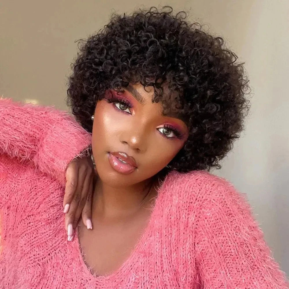 Bouncy Afro Kinky Curly Human Hair Wig - JoySky Hair