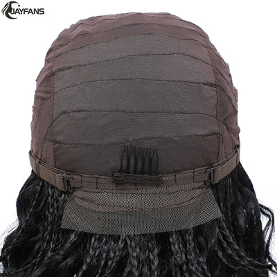 12”Braided Wigs for Black Women Heat Resistant Soft Short Bob Box Braided Wig Half Curly African American Braided Wigs Daily Use