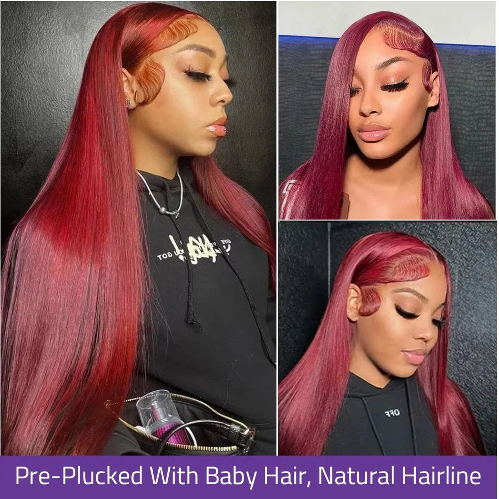 Burgundy HD Lace Front Human Hair Wig