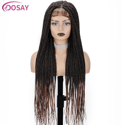 36" Full Lace Braided Wigs Synthetic Hair Box Braids Lace Front Wigs Knotless Braided Wigs For Black Women Braiding Wigs African