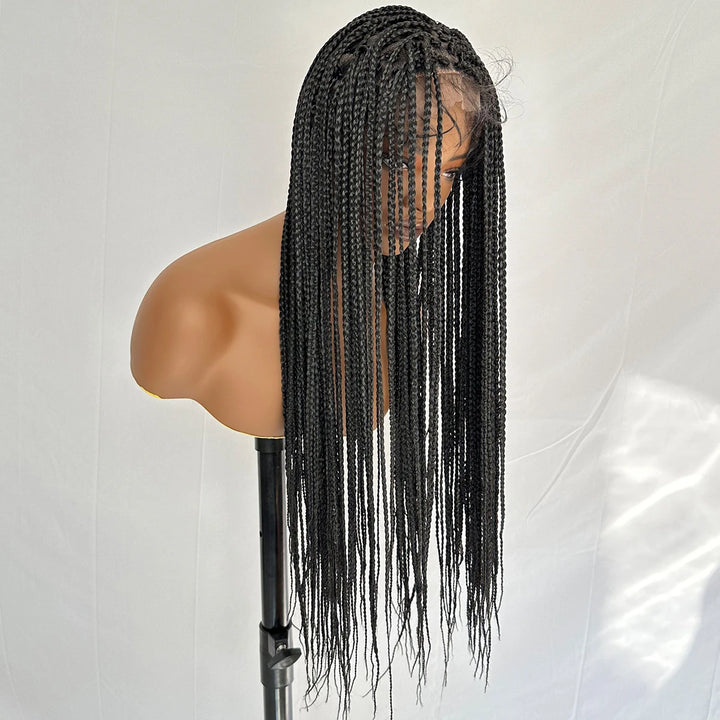30-Inch Black Braided Full Lace Wig