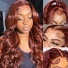 Reddish Brown Lace Front Wigs Synthetic 13x4 Body Wave Glueless Wigs Pre Plucked Auburn Colored Lace Front Wigs Transparent Wigs