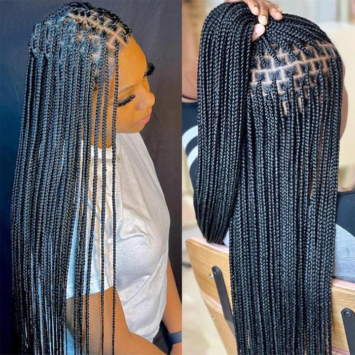 30-Inch Black Braided Full Lace Wig