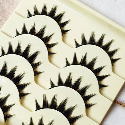 5 Paris Cat Eye False Eyelashes Long Thick Cosplay Fake Eye Lashes Extension Smokey Natural Makeup Handmade Reusable