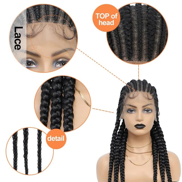 36-Inch Jumbo Knotless Box Braid Full Lace Wig