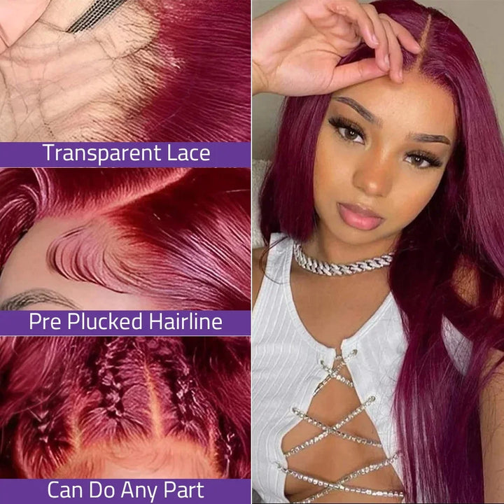Burgundy HD Lace Front Human Hair Wig