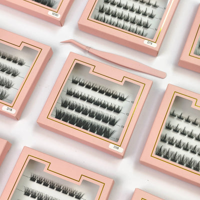 Cluster Lashes Light Weight Self Adhesive Eyelashes Pre Glued Press on Lashes Waterproof Handmade
