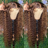 Glueless Curly Wigs Highlight Wig Human Hair 13x6 HD Lace Frontal Wigs 100% Human Hair Water Deep Curly Wave HD Lace Front Wig