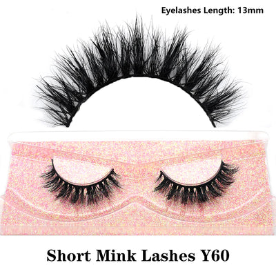 FOXESJI Real Mink Fluffy Short Eye Lashes Extension Wispy Soft Natural Short False Eyelashes Daily Wear Full Strip Lashes Makeup