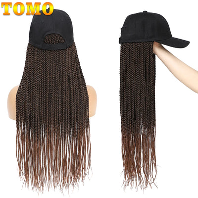 TOMO Baseball Cap Hat Wig Hair with Synthetic Crochet Braids for Women Long 24" Senegalese Twist Attached with Hat Wig for Girls