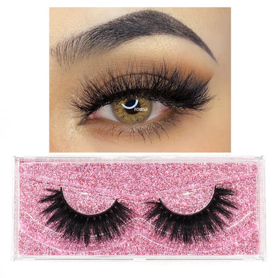 FOXESJI Mink Eye Lashes Fluffy Dramatic Wispy Cross False Eyelashes Strip Lashes Extension Natural Soft 3D Mink Eyelashes Makeup